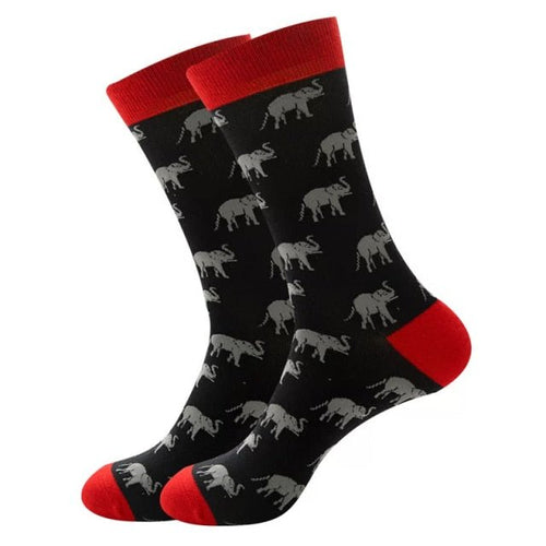 Elephant on Black Crazy Socks - Crazy Sock Thursdays