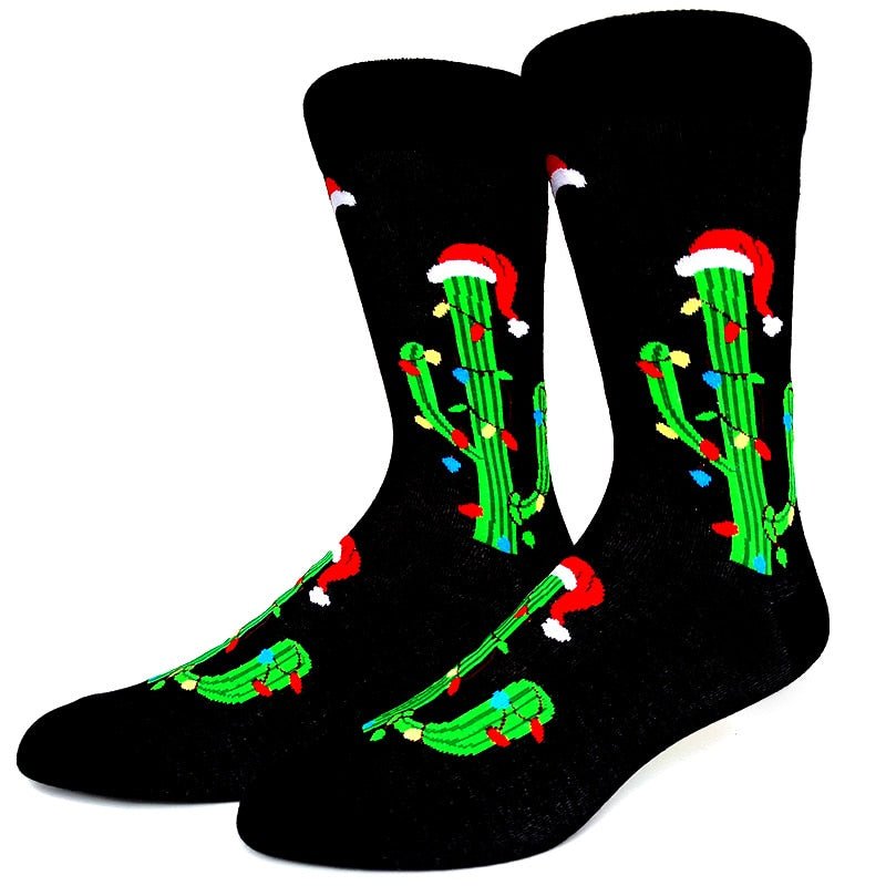 Festive Cactus Crazy Christmas Socks - Crazy Sock Thursdays