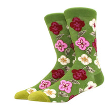 Load image into Gallery viewer, Floral on Green Crazy Socks - Crazy Sock Thursdays
