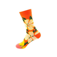 Lade das Bild in den Galerie-Viewer, Floral on Orange Crazy Socks - Crazy Sock Thursdays
