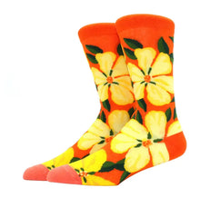 Lade das Bild in den Galerie-Viewer, Floral on Orange Crazy Socks - Crazy Sock Thursdays
